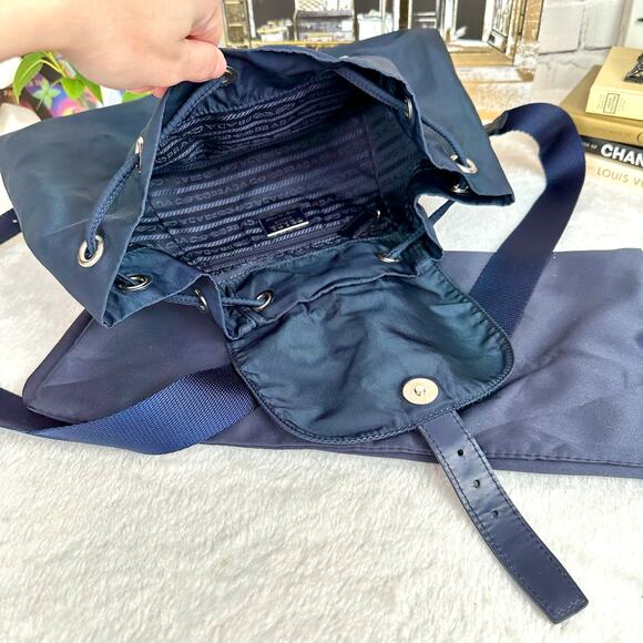 Prada Blue Nylon Backpack Good Used Condition with cards and dust bag - Picture 10 of 16